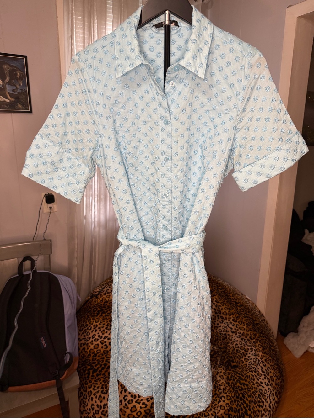 Kate Spade New York Light Blue Embroidered Shirt Dress Size M